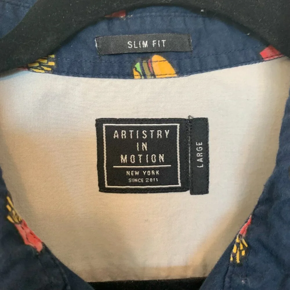 Mens funny shirt SZ L Hamburgers and Fries print 100% cotton Short sleeve casual - Picture 5 of 5